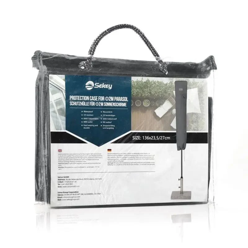 Sekey 136 x 27/35,5 cm Schutzhülle für 200 cm Sonnenschirm, aus Polyester-Gewebe
