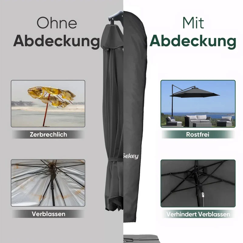 Sekey 265 x 48/70 cm Schutzhülle für 300 cm Ampelschirm, aus Polyester-Gewebe