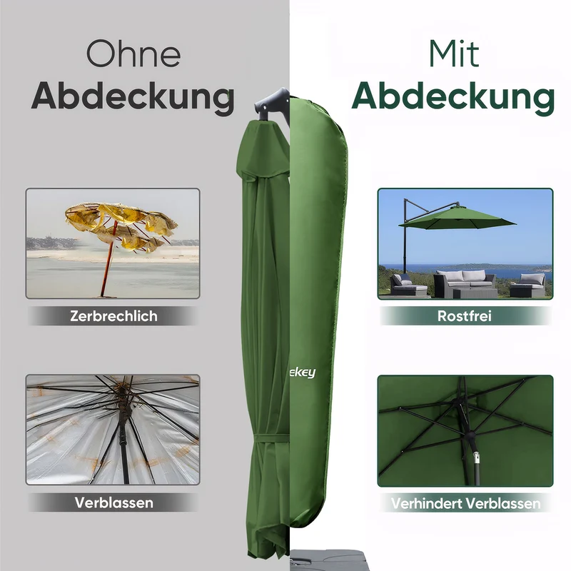 Sekey 265 x 48/70 cm Schutzhülle für 300 cm Ampelschirm, aus Polyester-Gewebe