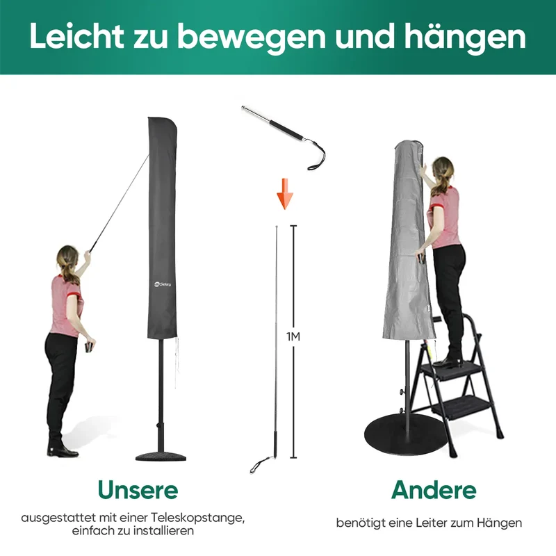 Sekey 175 x 30,5/36,5 cm Schutzhülle für 300 cm Sonnenschirm, aus Polyester-Gewebe