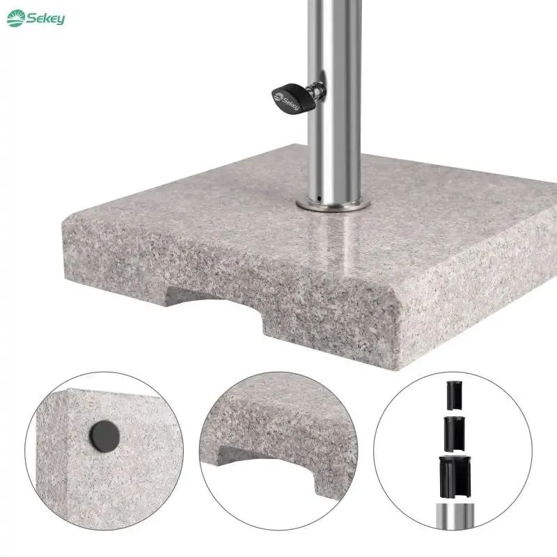 Sekey 25 kg Granit Sonnenschirmständer Eckig, für Schirmstock Ø 22 - 38 mm