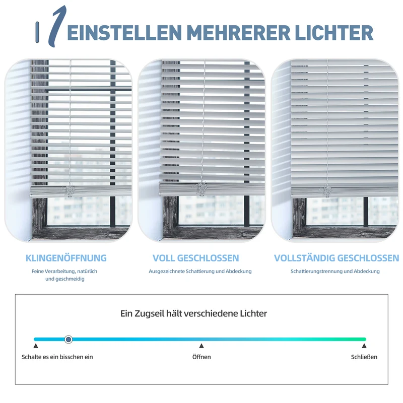Sekey Aluminium-Jalousie ohne Bohren, 25mm Alu-Lamellen, Silber