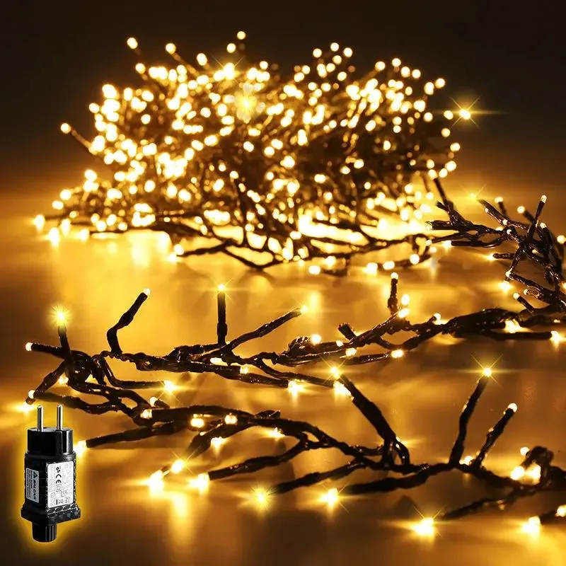 Salcar 2m/5m/10m/15m/20m LED Cluster Lichterkette, 200/500/1000/1500/2000 LEDs