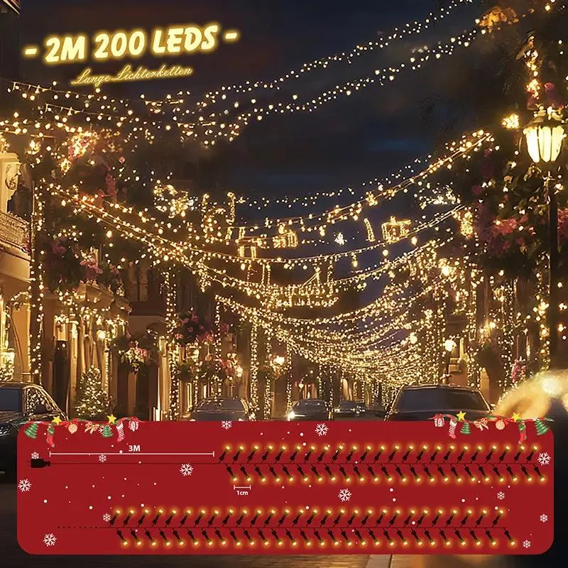 Salcar 2m/5m/10m/15m/20m LED Cluster Lichterkette, 200/500/1000/1500/2000 LEDs