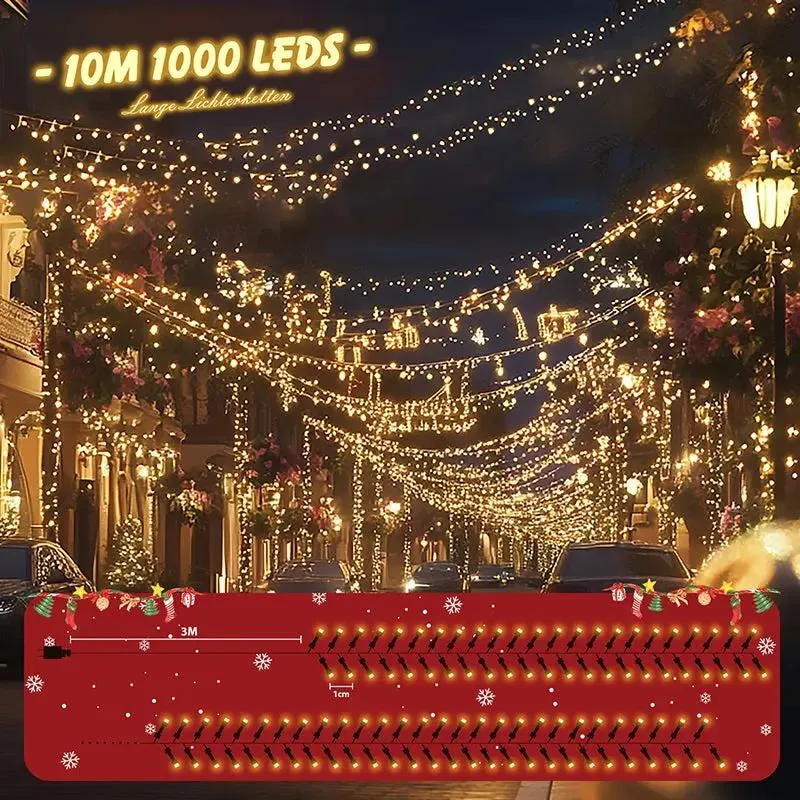 Salcar 2m/5m/10m/15m/20m LED Cluster Lichterkette, 200/500/1000/1500/2000 LEDs