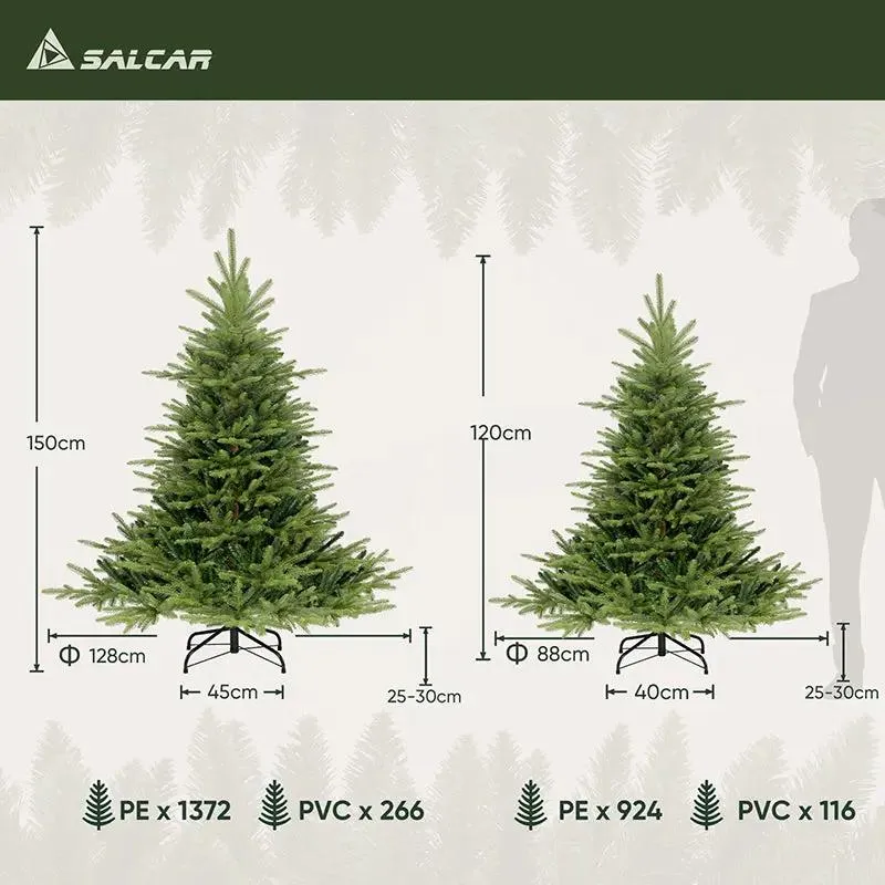Salcar 120/150 cm Künstlicher Weihnachtsbaum, Fichte, mit 924/1372 PE-Zweige und 116/266 PVC-Zweige
