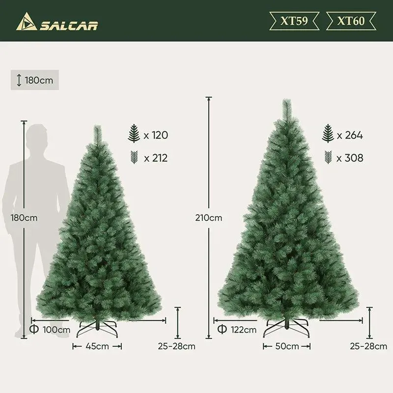 Salcar 180/210cm Künstlicher Weihnachtsbaum, Kiefer, mit 212/308 Kiefernnadeln und 120/264 PVC-Nadeln