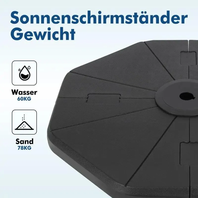Sekey 4-teilig Schirmgewicht für Ampelschirm, befüllbar bis 78 kg