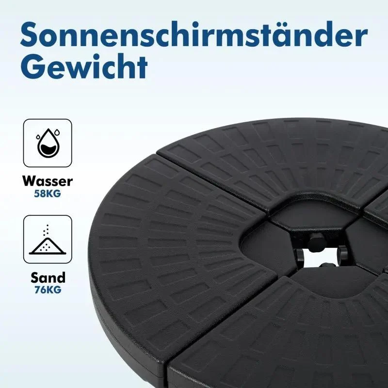 Sekey 4-teilig Schirmgewicht für Ampelschirm, befüllbar bis 76 kg