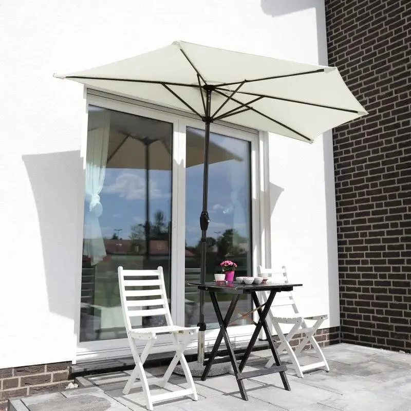 Sekey 270 cm Halbrund Sonnenschirm mit Kurbel, Sonnenschutz UV50+