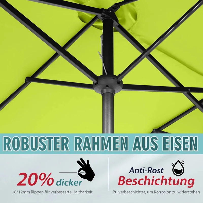 Sekey 300 x 160 cm Doppelsonnenschirm mit Kurbel, UV50+