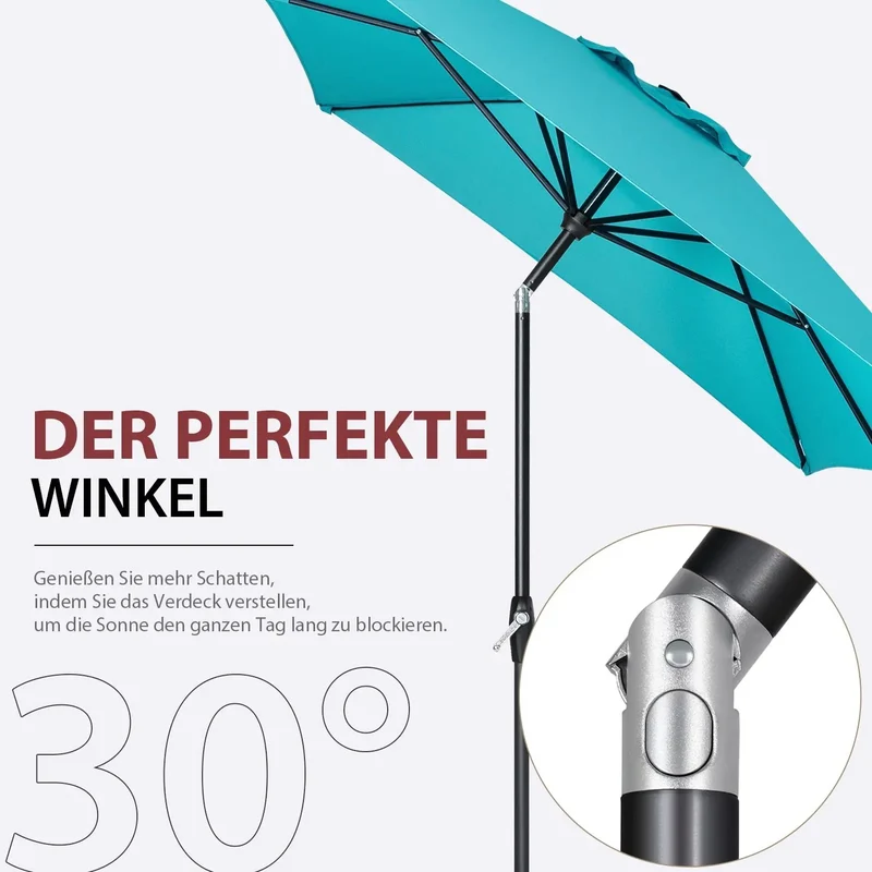 Sekey 300 x 200 cm Alu Sonnenschirm mit Kurbel, Sonnenschutz UV50+