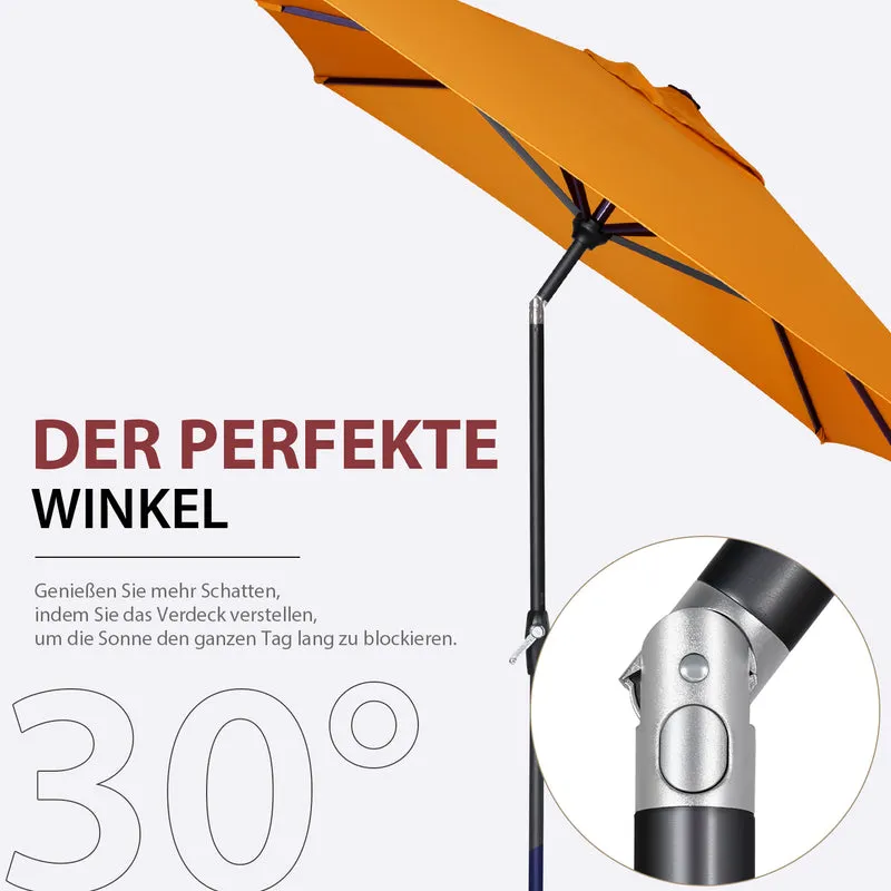 Sekey 300 x 200 cm Alu Sonnenschirm mit Kurbel, Sonnenschutz UV50+