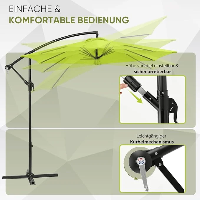 Sekey 300 cm Ampelschirm, Sonnenschutz UV50+