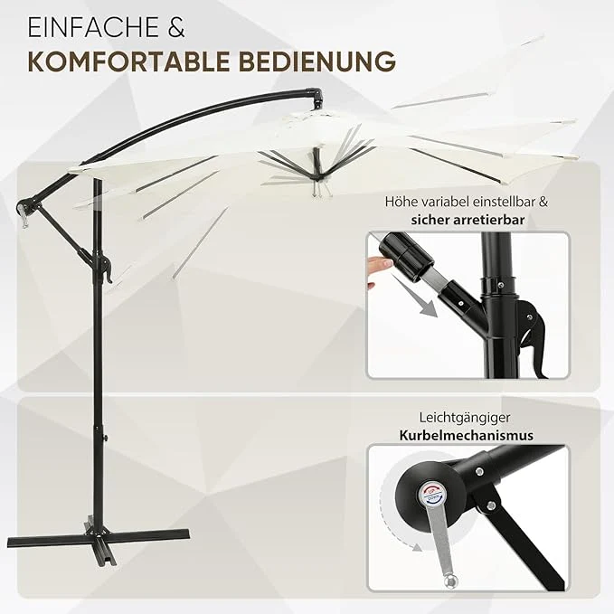 Sekey 300 cm Ampelschirm, Sonnenschutz UV50+