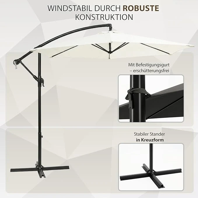 Sekey 300 cm Ampelschirm, Sonnenschutz UV50+