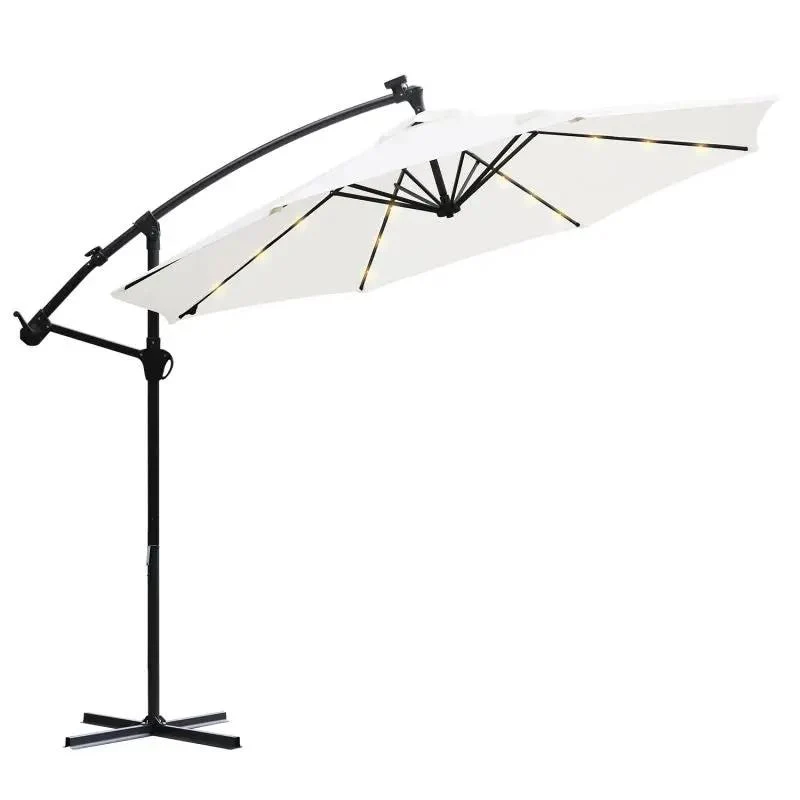 Sekey 300 cm Ampelschirm mit LED Solar Beleuchtung, Sonnenschutz UV50+