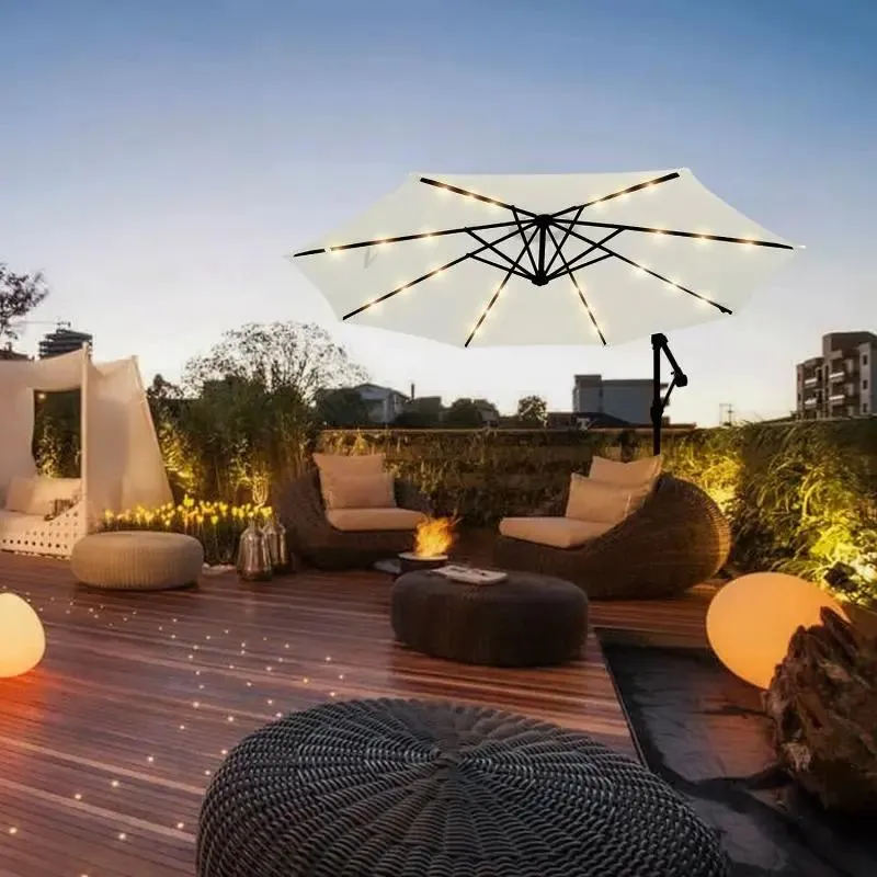 Sekey 300 cm Ampelschirm mit LED Solar Beleuchtung, Sonnenschutz UV50+