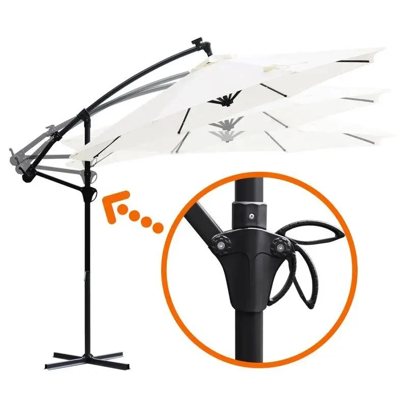 Sekey 300 cm Ampelschirm mit LED Solar Beleuchtung, Sonnenschutz UV50+