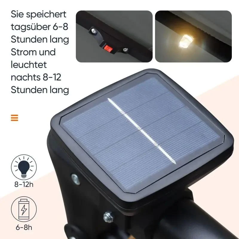 Sekey 300 cm Ampelschirm mit LED Solar Beleuchtung, Sonnenschutz UV50+
