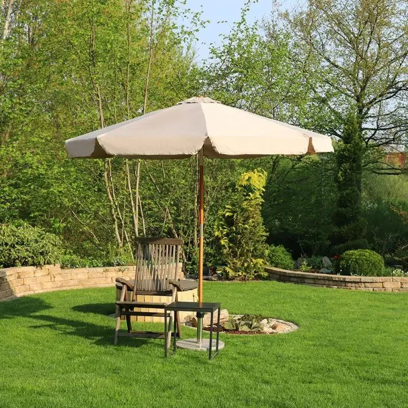 Sekey 300 cm Holz Sonnenschirm mit Volant, Sonnenschutz UV50+