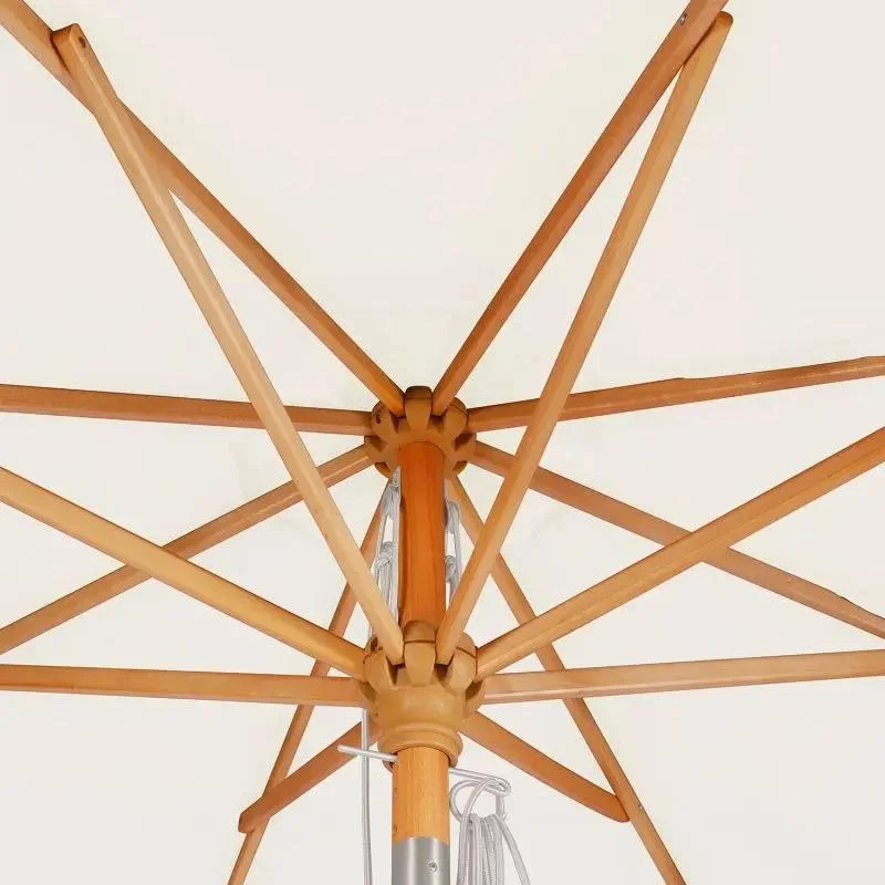 Sekey 300 cm Holz Sonnenschirm mit Fransen, Sonnenschutz UV50+