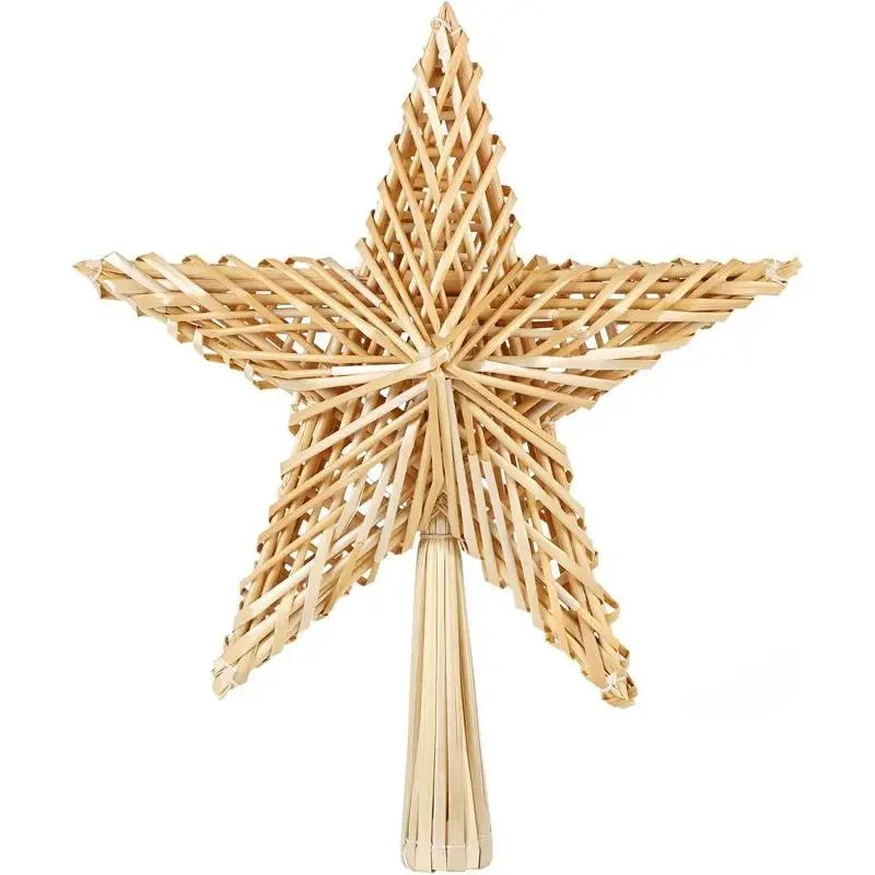 Salcar Christbaumspitze Strohstern Weihnachtsbaum Dekoration für Weihnachten, Tannenbaumspitze für den Christbaum, 25cm