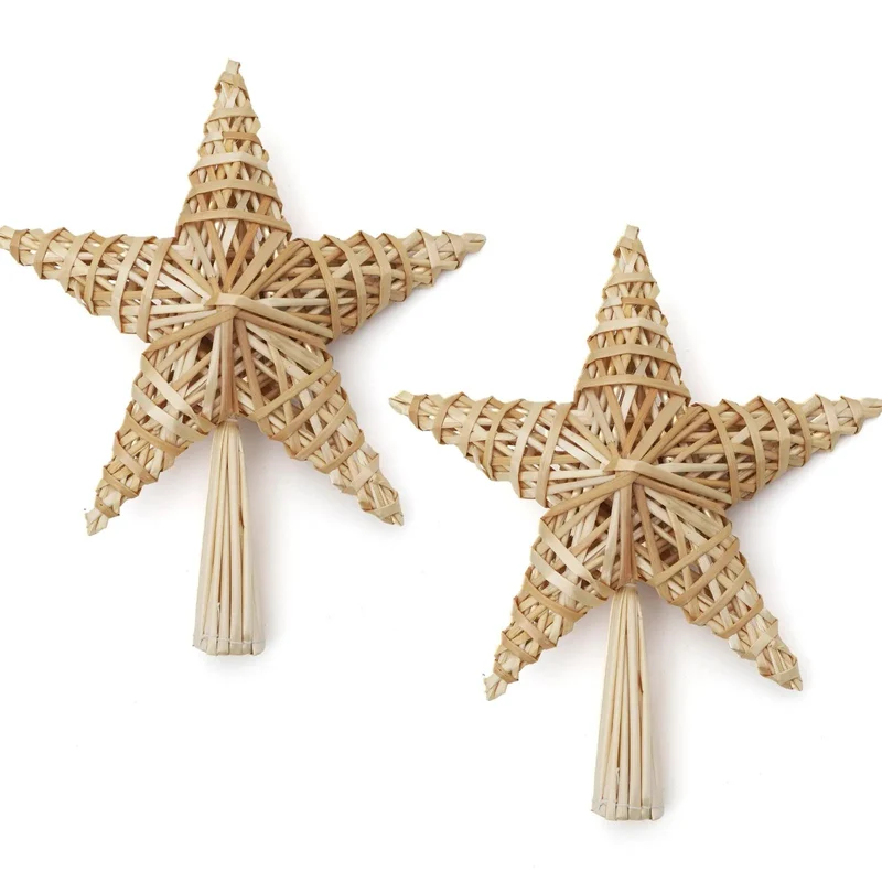 Salcar Christbaumspitze Strohstern Weihnachtsbaum Dekoration für Weihnachten, Tannenbaumspitze für den Christbaum, 25cm