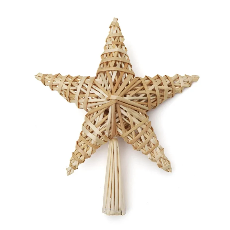 Salcar Christbaumspitze Strohstern Weihnachtsbaum Dekoration für Weihnachten, Tannenbaumspitze für den Christbaum, 25cm