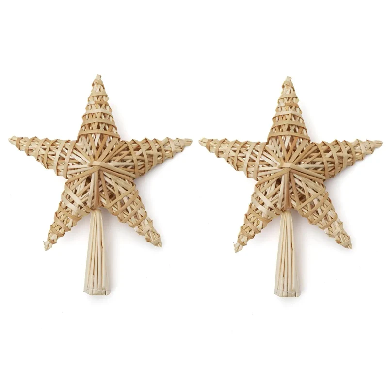 Salcar Christbaumspitze Strohstern Weihnachtsbaum Dekoration für Weihnachten, Tannenbaumspitze für den Christbaum, 25cm