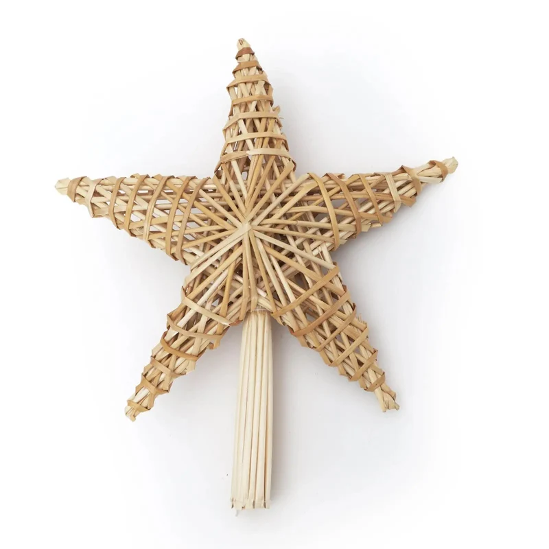 Salcar Christbaumspitze Strohstern Weihnachtsbaum Dekoration für Weihnachten, Tannenbaumspitze für den Christbaum, 25cm