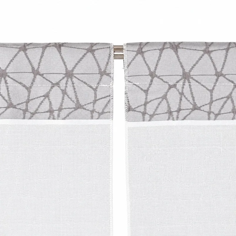 Design Mini Flächenvorhang Set anthrazit grau Muster Scheibengardine 2292