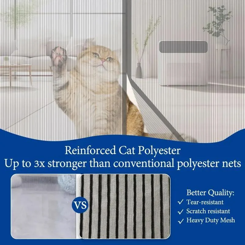 Sekey Kratzfest Magnet Fliegengitter Tür aus Polyester, Grau