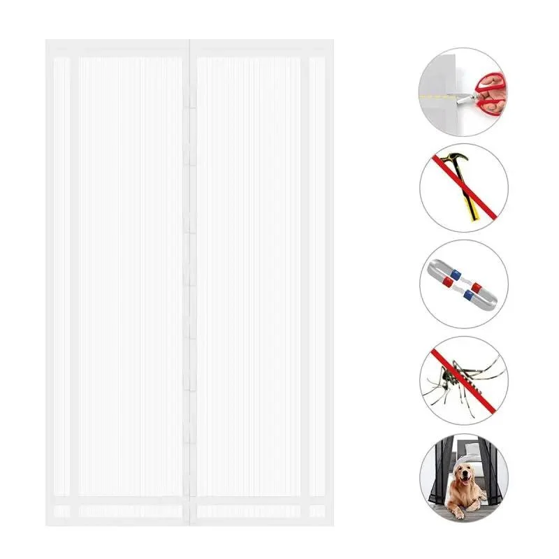 Sekey Zuschneidbar Magnet Fliegengitter Tür aus Polyester, Weiß