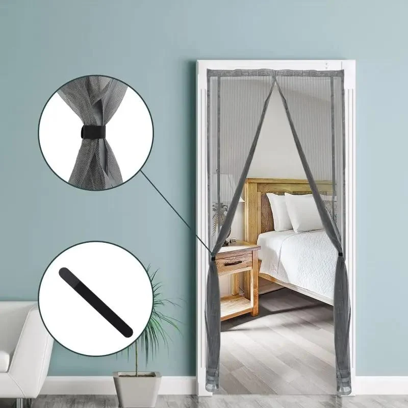 Sekey Zuschneidbar Magnet Fliegengitter Tür aus Polyester, Grau