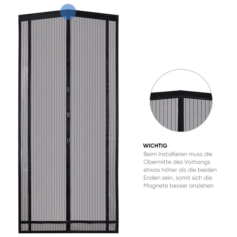 Sekey Zuschneidbar Magnet Fliegengitter Tür aus Polyester, Schwarz