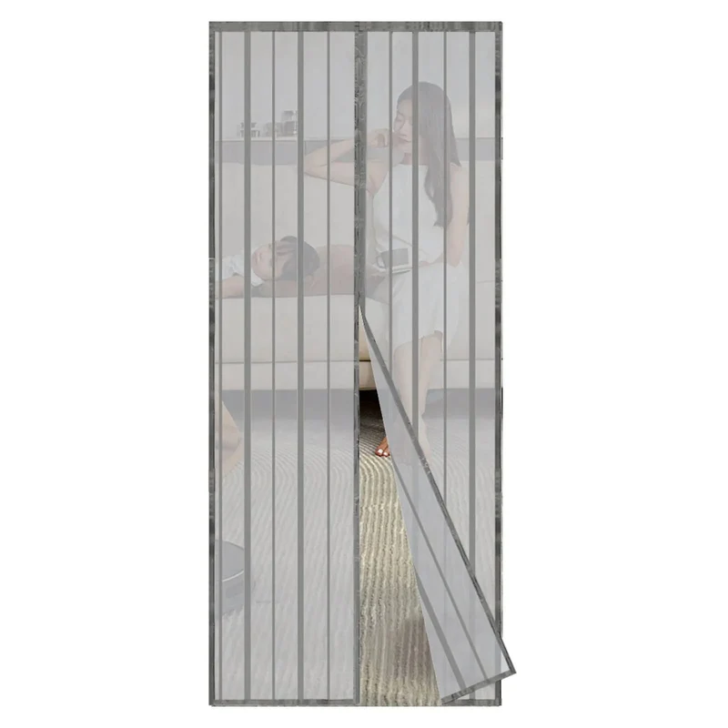 Sekey Magnet Fliegengitter Tür aus Polyester, mit Bändern, Grau