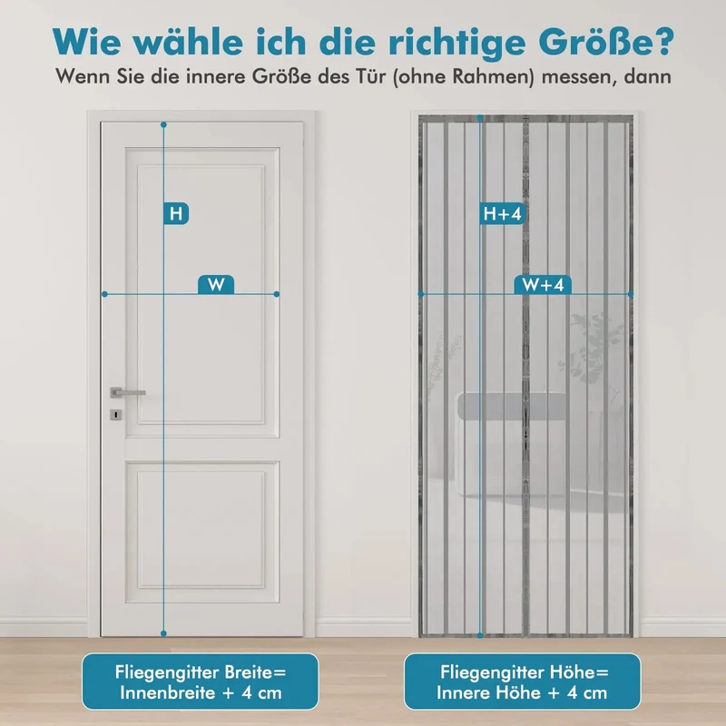 Sekey Magnet Fliegengitter Tür aus Polyester, mit Bändern, Grau