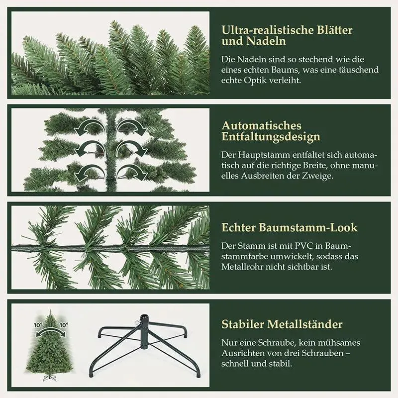Salcar 120/150/180/210/240cm Künstlicher Weihnachtsbaum, mit 290/458/730/1066/1546 PVC-Nadeln