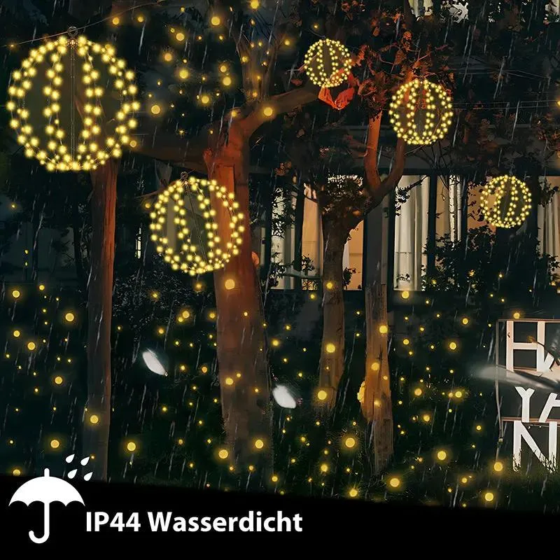 Salcar LED Weihnachtsbeleuchtung Außen 30 cm Kugel, 120 LEDs, Warmweiß, 8 Modi, Timer & Speicher, Wasserdicht, Hängende Lichter für Garten & Wohnzimmer