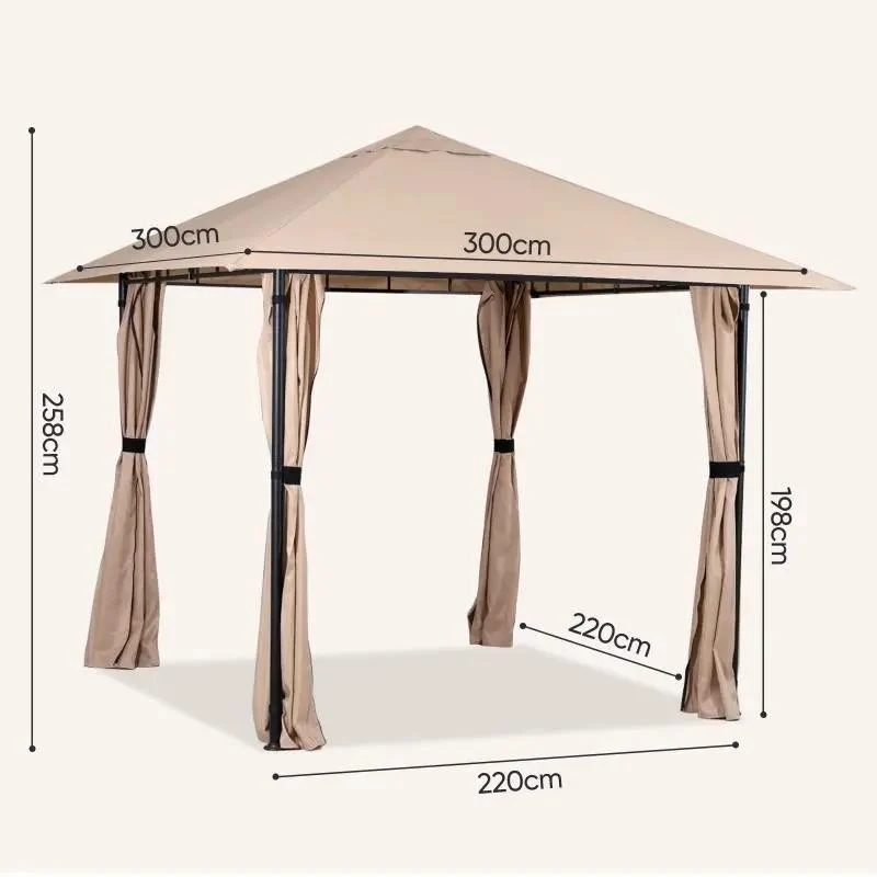 Sekey Garten Pavillon 3x3 m Wasserdicht Stabil Partyzelt, Gartenzelt mit 4 Seitenteile Reißverschluss, 180g/㎡ Polyester