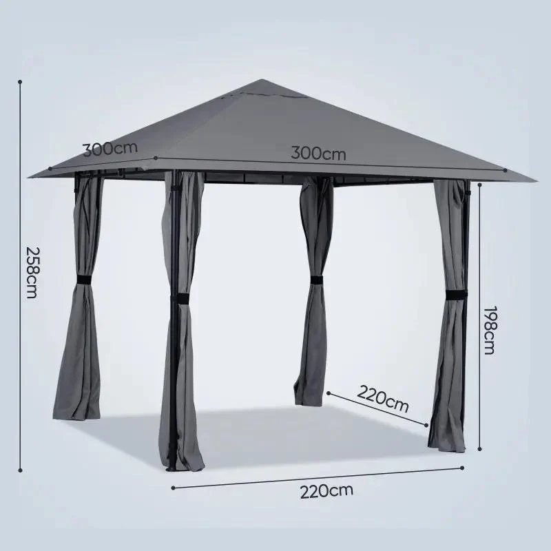 Sekey Garten Pavillon 3x3 m Wasserdicht Stabil Partyzelt, Gartenzelt mit 4 Seitenteile Reißverschluss, 180g/㎡ Polyester