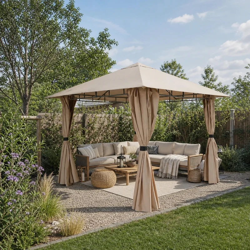 Sekey Garten Pavillon 3x3 m Wasserdicht Stabil Partyzelt, Gartenzelt mit 4 Seitenteile Reißverschluss, 180g/㎡ Polyester