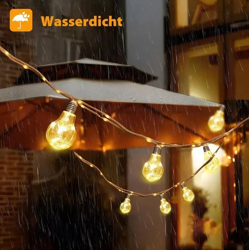 Salcar 5m/10m solar LED Hanfseil Lichterkette mit 10/20 Glühbirnen ,149/299 LEDs
