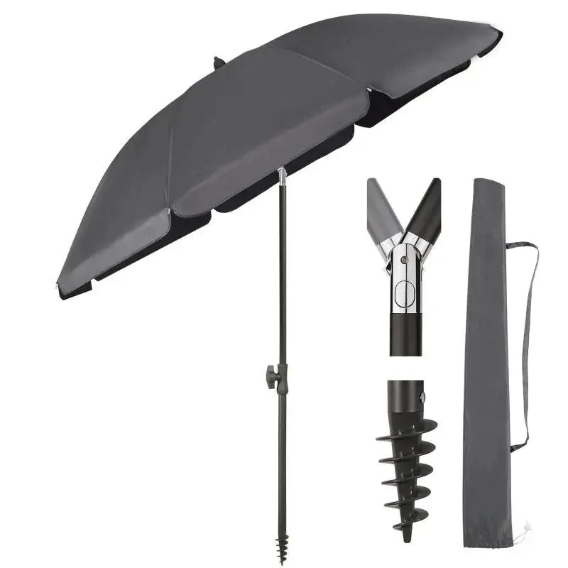 Sekey 180 cm Strandschirm mit Schutzhülle und Bodenhülse, Sonnenschutz UV50+