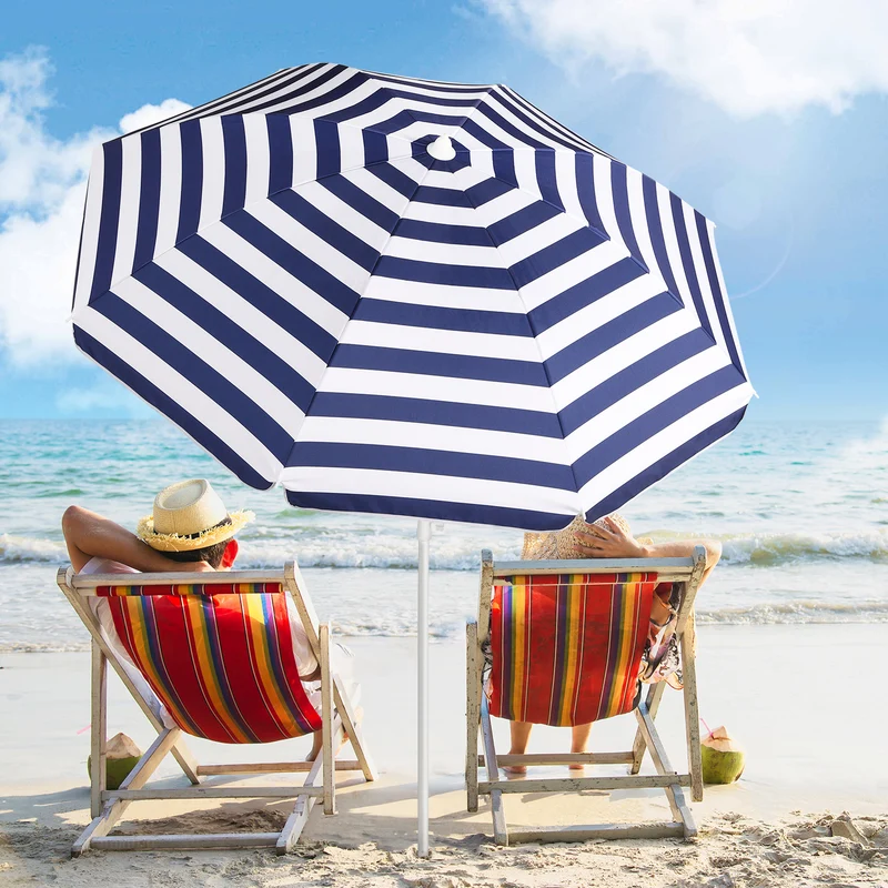 Sekey 180 cm Strandschirm mit Schutzhülle und Bodenhülse, Sonnenschutz UV50+