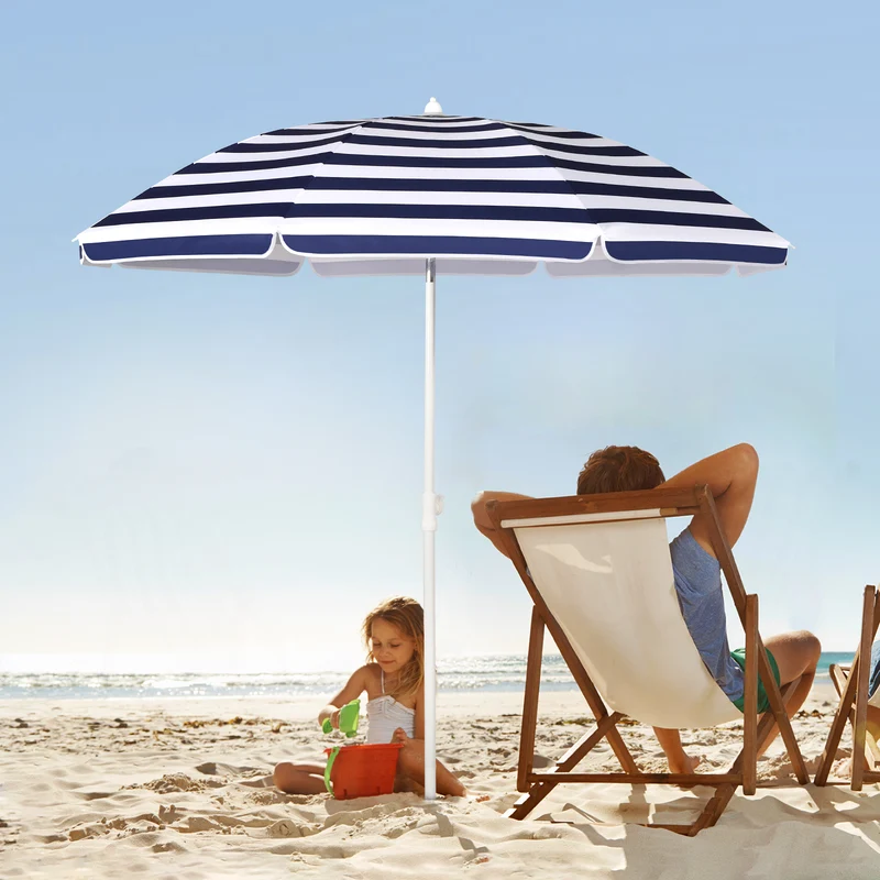 Sekey 180 cm Strandschirm mit Schutzhülle und Bodenhülse, Sonnenschutz UV50+