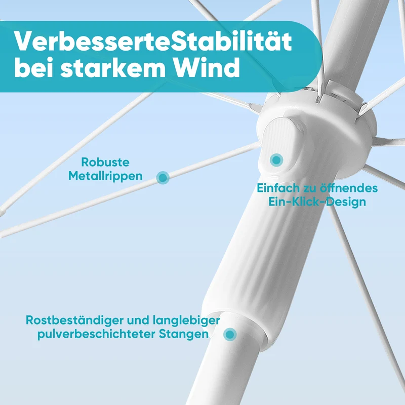 Sekey 180 cm Strandschirm mit Schutzhülle und Bodenhülse, Sonnenschutz UV50+
