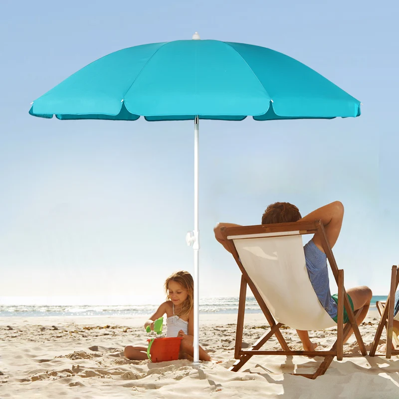Sekey 180 cm Strandschirm mit Schutzhülle und Bodenhülse, Sonnenschutz UV50+