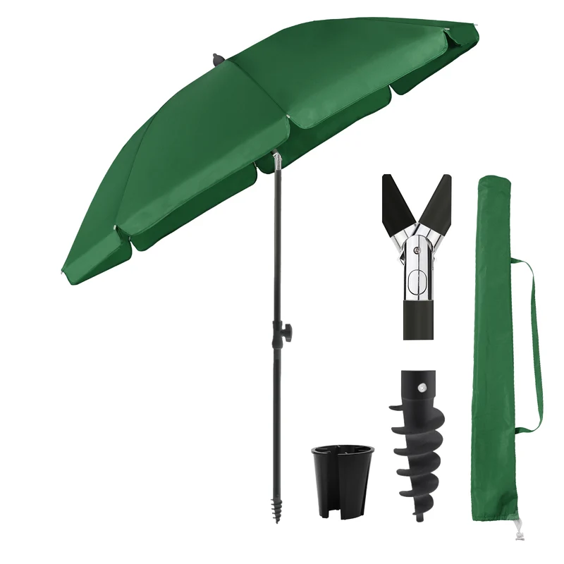 Sekey 180 cm Strandschirm mit Schutzhülle und Bodenhülse, Sonnenschutz UV50+